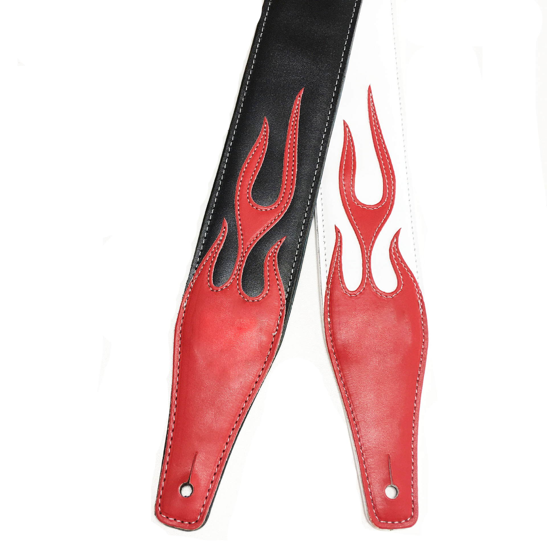 Vorson-correas de guitarra para bajo, correa de cuero con personalidad, serie llama roja, accesorios de correa de guitarra, correas de relámpago blancas y negras