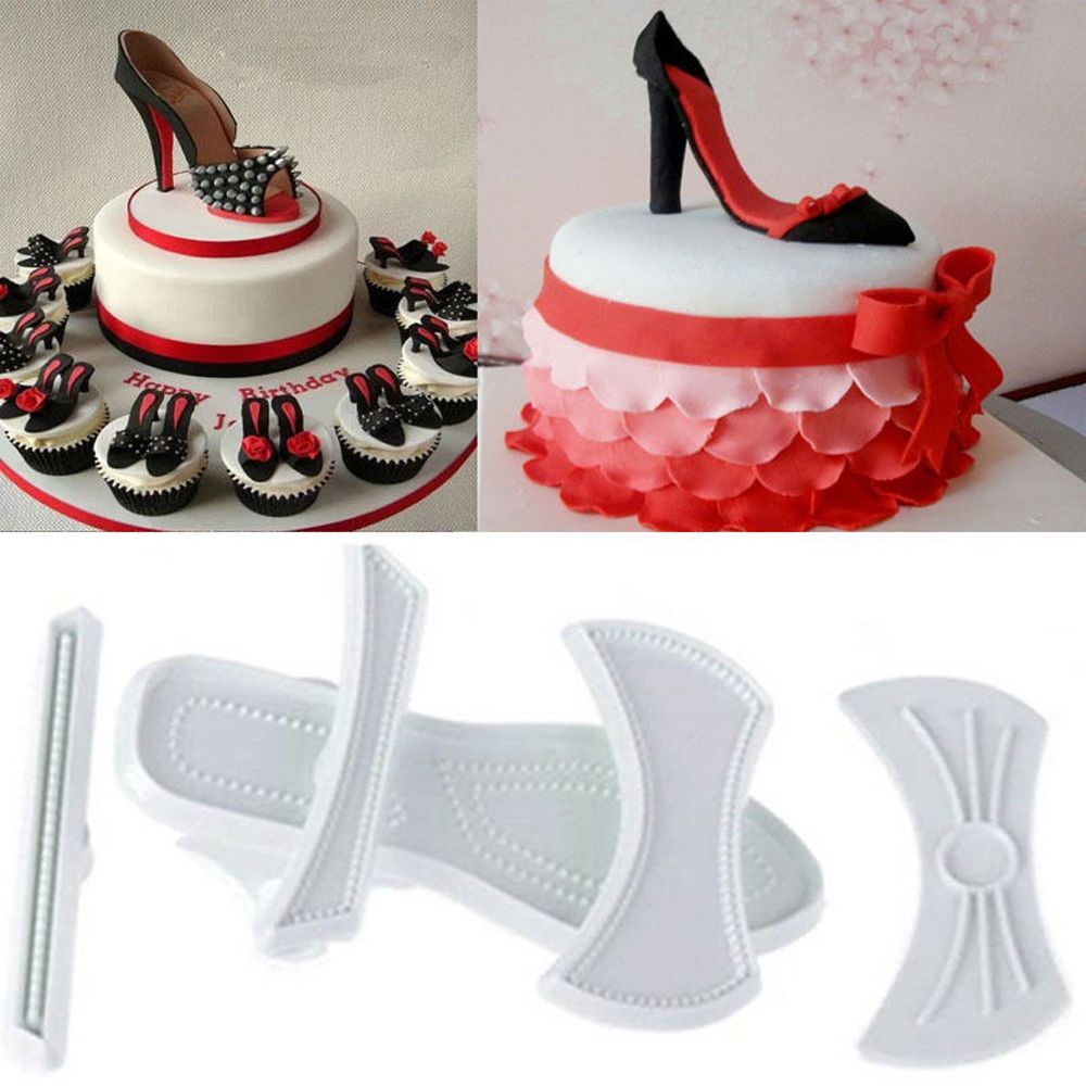 9 stk/sett høyhælte sko fondant kakeform sugarcraft baking cutter mold fondant kake dekorasjonsverktøy