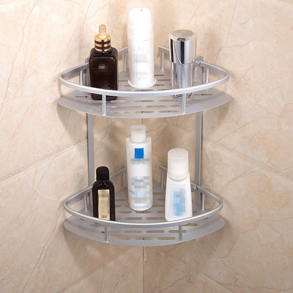 Space Aluminum Bathroom Shelf Shower Shampoo Soap Cosmetic Shelves Bathroom Accessories Storage Organizer Rack Holder: 2 Tier