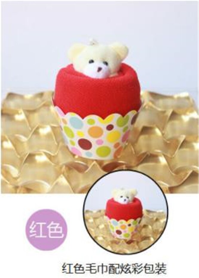 Toalla de cara con forma de pastel con oso encantador, Toalla de baño de fibra Natural ecológica, toalla de mano para bebé, de boda, 10 juegos: red