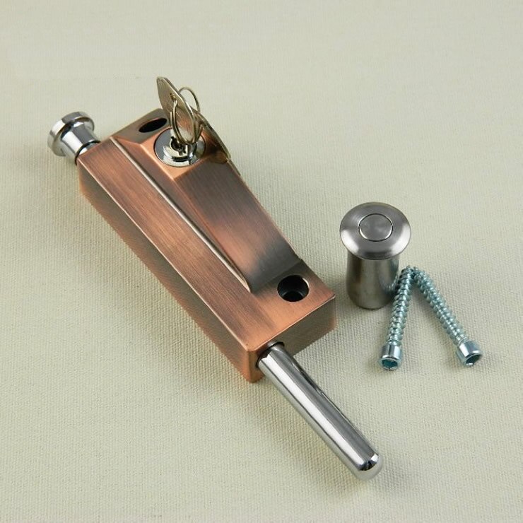 Surface mounted bolt lock with key,For Heavy /Rotating door bolt,strong and sturdy,Ground latch,Door hardware/bolt/latch