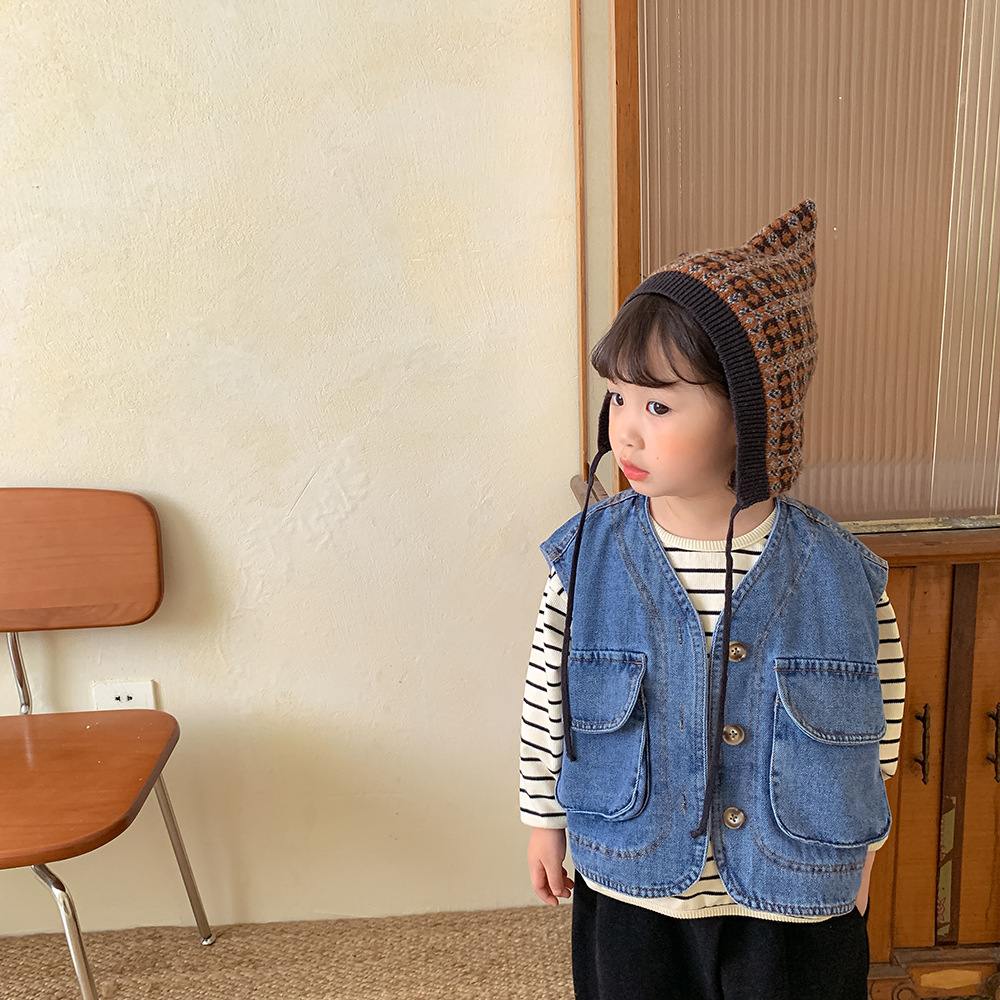 Chaleco vaquero sin mangas para bebé y niña, Chaqueta con bolsillo grande, ropa de , novedad de Primavera de 2022