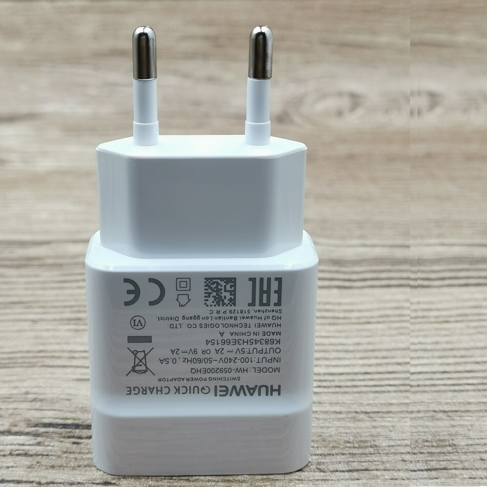 Oryginalna szybka ładowarka huawei QC2.0 9V 2A ue wtyczka Usb 3.1 rodzaj-c adapter szybkiego ładowania dla P8 P9 P10 Nova 3 3i: tylko ładowarka