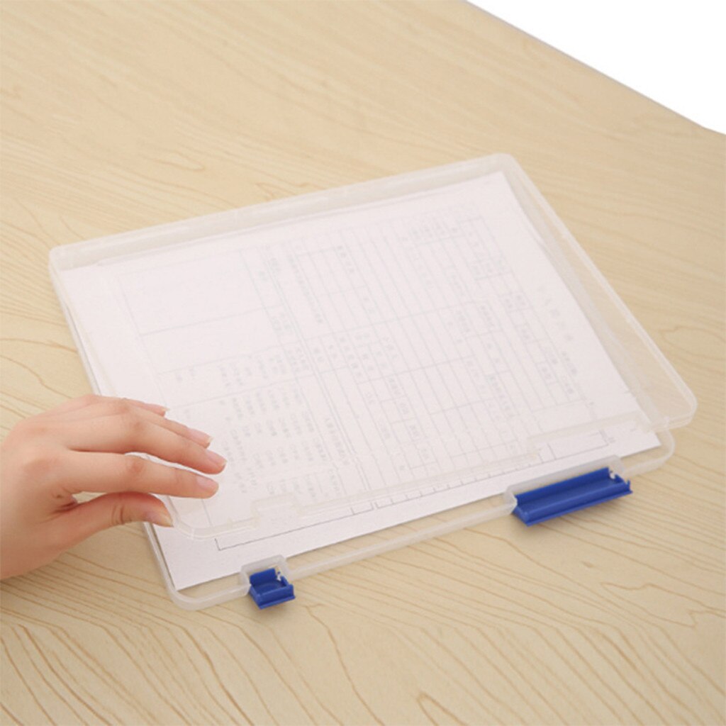 A4 Transparent Storage Box Portable Filing Products Clear Plastic Document Paper Filling Case File School Office Supplies #YJ