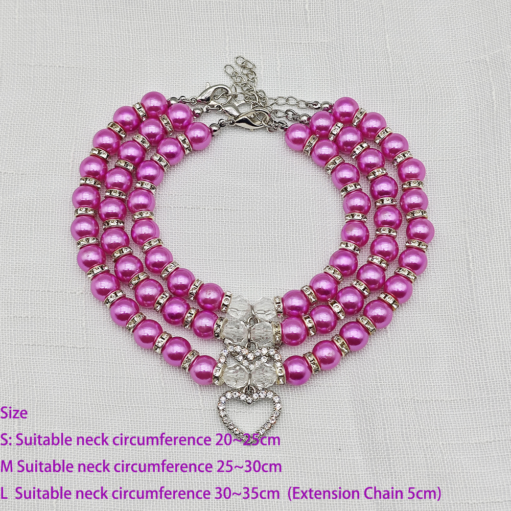 collier de perles pour animaux de compagnie mignon avec pendentif en strass en forme de coeur collier de chien de chat réglable bijoux pour petits animaux de compagnie 8 couleurs