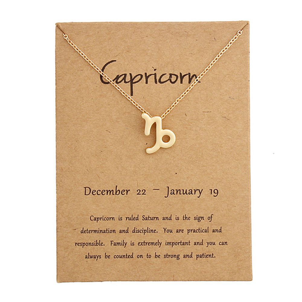 12 Constellation Pendant Necklace Zodiac Sign Necklace Birthday Message Card for Women Girl Jewelry Arrivals: Capricorn