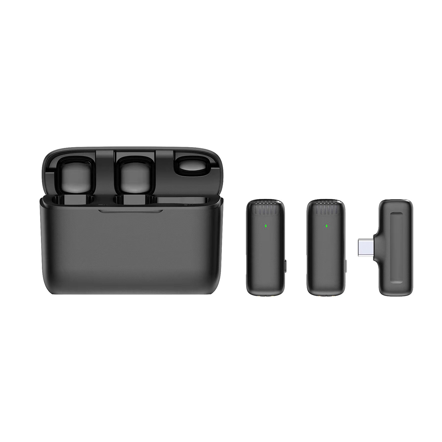 J13 Wireless Lavalier Microphone Charging Case Mic Portable Audio Video Recording for iPhone Android Notebook Live Gaming Mic: black