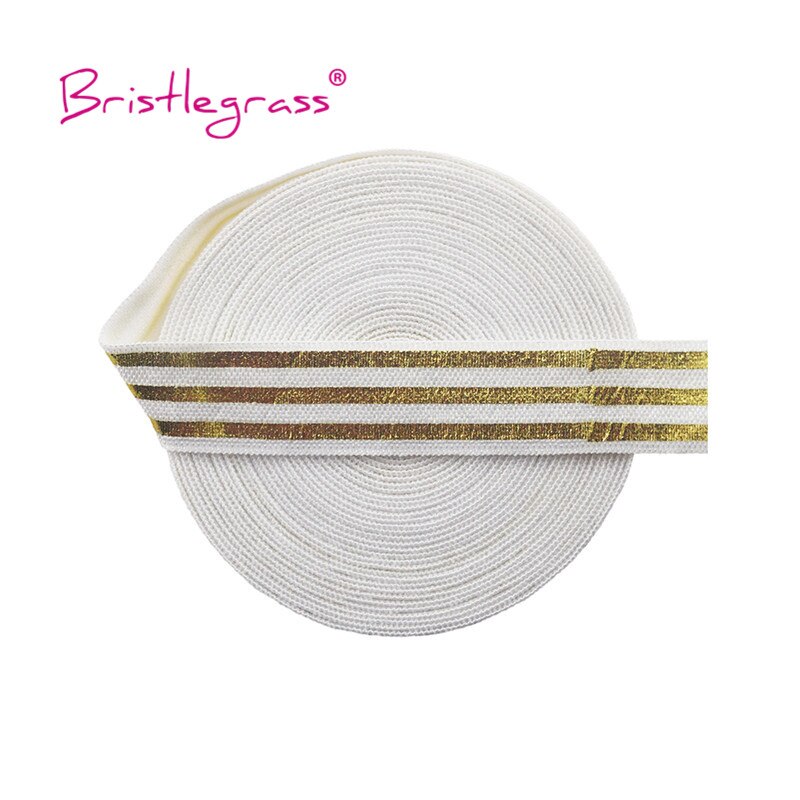 Bristlegrass 5 yard 5/8 " 15mm gouden lijn streep folie print vouw over elastische foe spandex band haarelastiek hoofdband tutu jurk naaien
