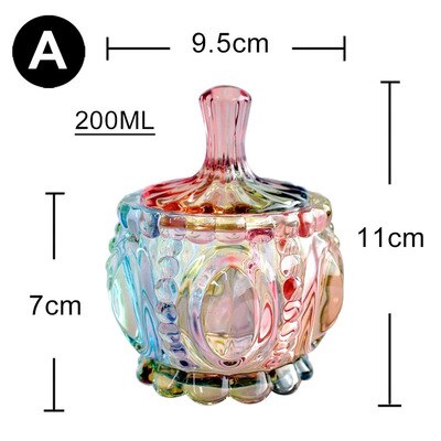 Europese opslagtank kleurrijke glazen pot thuis koffie kan snoep fles cosmetische sieraden jar jam snack jar kleine puin suiker kom: A