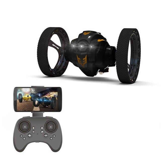 RC Car with Camera 2.0mp Jumping Sumo WIFI Bounce Car PEG SJ88 4CH 2.4GHz Toy with Flexible Wheels Remote Control Toys: black with 2MP