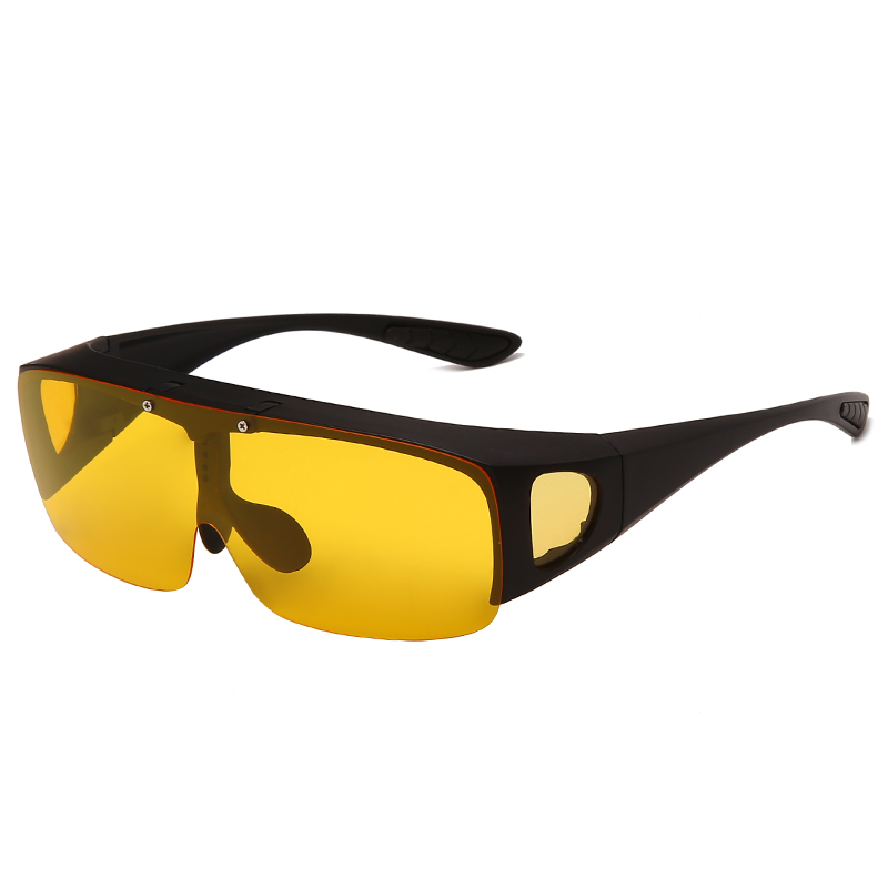 Flip up polariserede solbriller mænd kvinder plastik stel  uv400 briller passer over udendørs kørsel fiskeri sport solbriller cover: Nattesyn