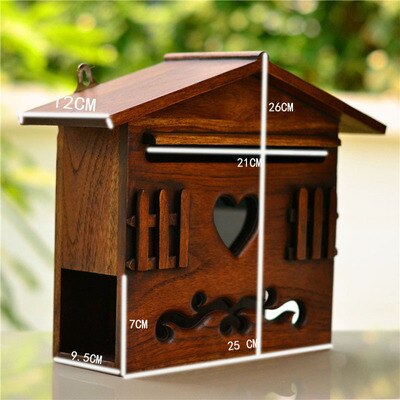 Thailand solid wood letter box villa wall-mounted retro home letter box post letter suggestion box Rainproof: L