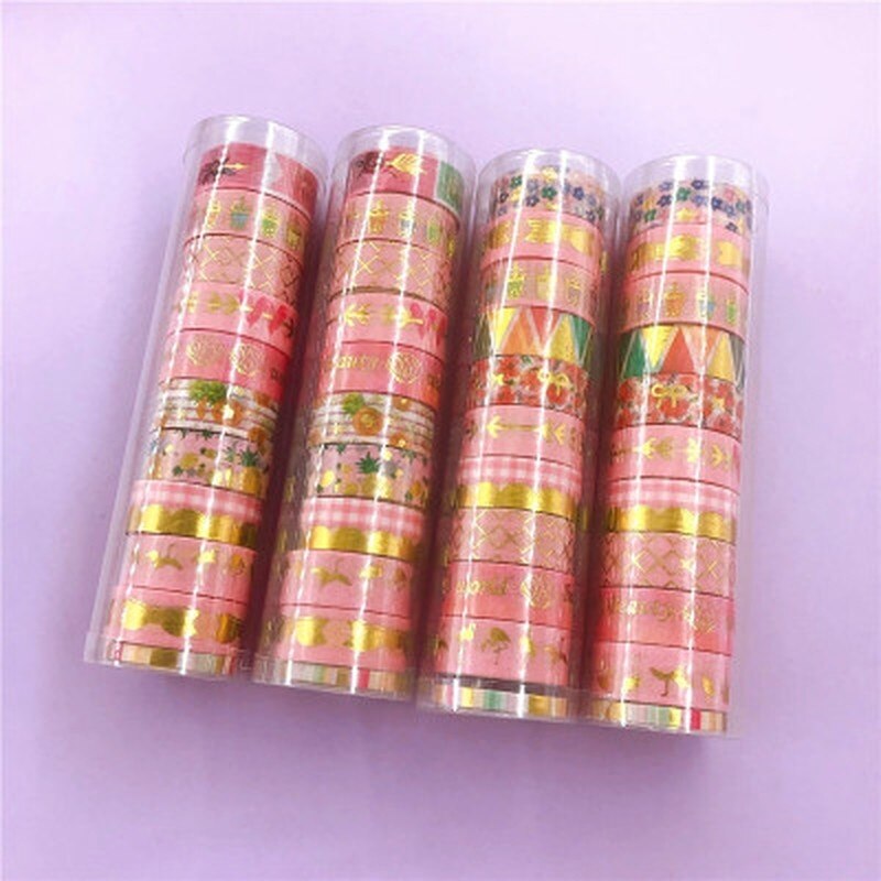 Set van 12 washi-afplaktape, klevende decoratieve papiertape, doe-het-zelfdecoratie, kantoorbenodigdheden, plakboek