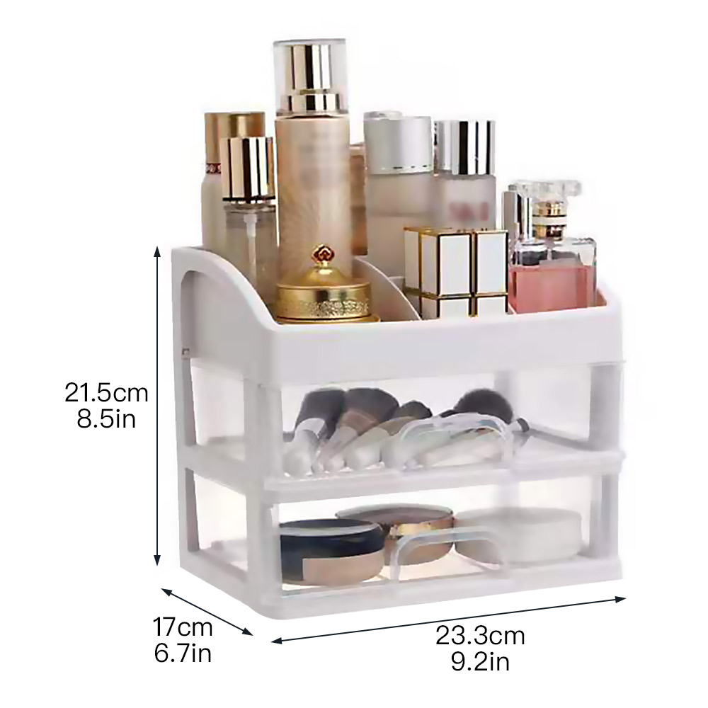 Organizador de maquillaje cosmético, estuche para joyería, soporte para brochas, caja de almacenamiento, caja de almacenamiento de cosméticos, soporte para lápiz labial: Double Layer