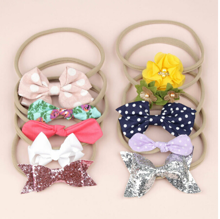 Baby Flower Accessories 10pcs/Sets Infant Kids Baby Girls Women Elastic Headband Nylon Headwear Hair Band Headdress Photo Props
