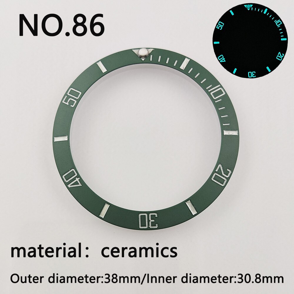 38*30.8mm Sloping Super Luminous Ceramic Bezel Insert Divers Replacement of watch accessories parts: NO.86