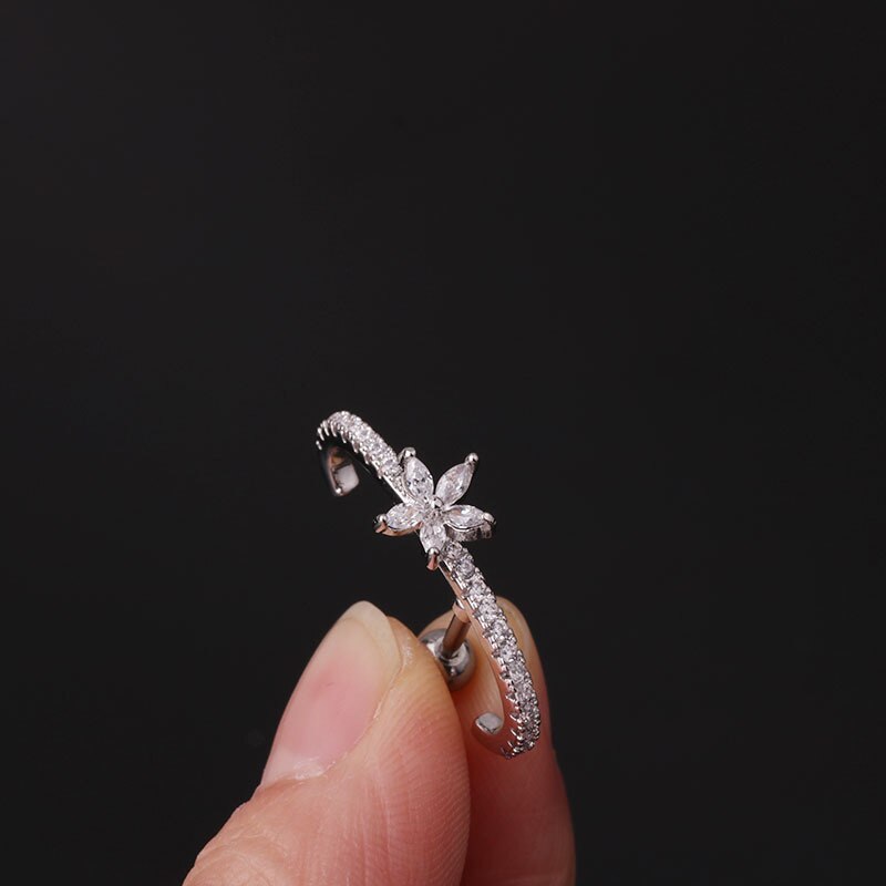 1pc stang i rustfritt stål og lang cz øreflippen skru tilbake ørepynt ørepiercing smykker brusk helix tragus øredobber