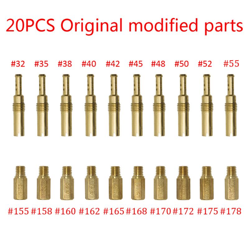 20 Pcs Carburetor Main Jet Kit with Slow/Pilot Jet Set Replacement for GY6 CVK PWK PE: B