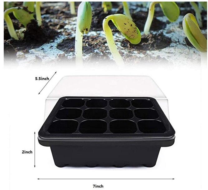 VICTMAX 5 Set 12 células maceta de vivero semilla para plantar Set de bandejas de caja para germinación con tapa jardín protector de cultivo