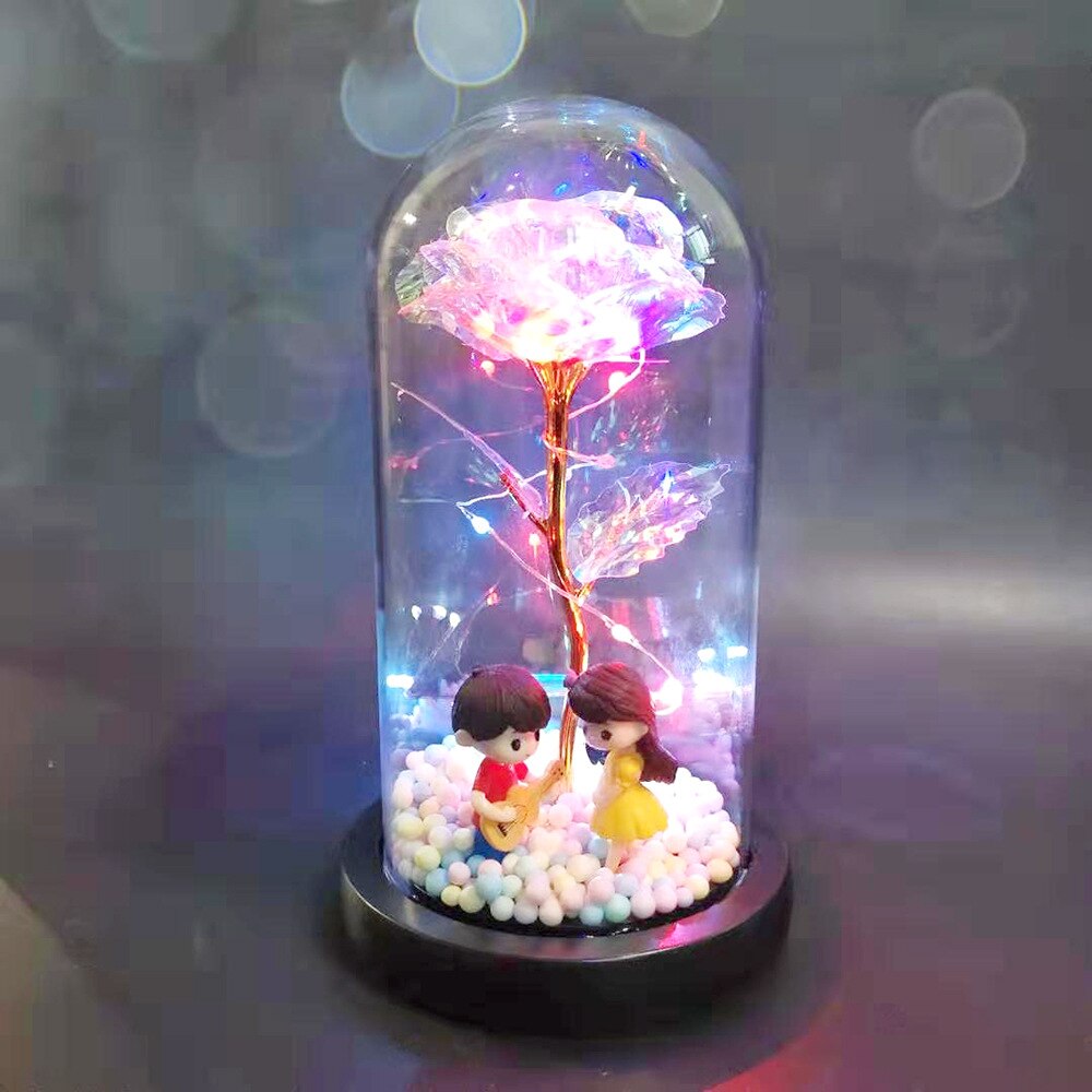 La belle et la bête Rose éternelle en flacon dôme en verre pour saint valentin décoration fête de mariage fête des mères: 05-guitar
