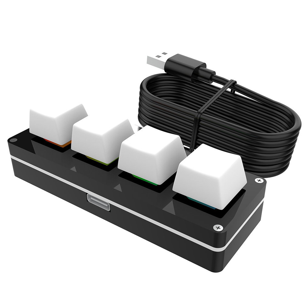 3 Key 1 Knob/4 Key Programming Macro Custom Knob Keyboard Gaming Keypad RGB Wired USB Mechanical Gaming Keyboard Mini Button: Red