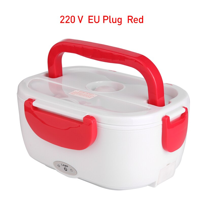 220V/110V Lunch Box Food Container Portable Electric Heating Food Warmer Heater Rice Container Dinnerware Sets for Home: 220 V Red