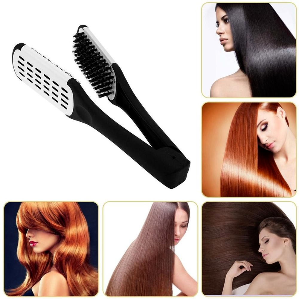 Peine alisador de madera contrachapada de cerámica Natural, cepillo de peluquería de doble cara, abrazadera de fibra, herramientas para el cuidado del cabello