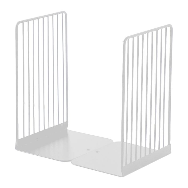 Suporte para livros, 1 par, apoio para livros, de ferro, simples, antiderrapante, prateleira, organizador de revistas e escritório: Branco
