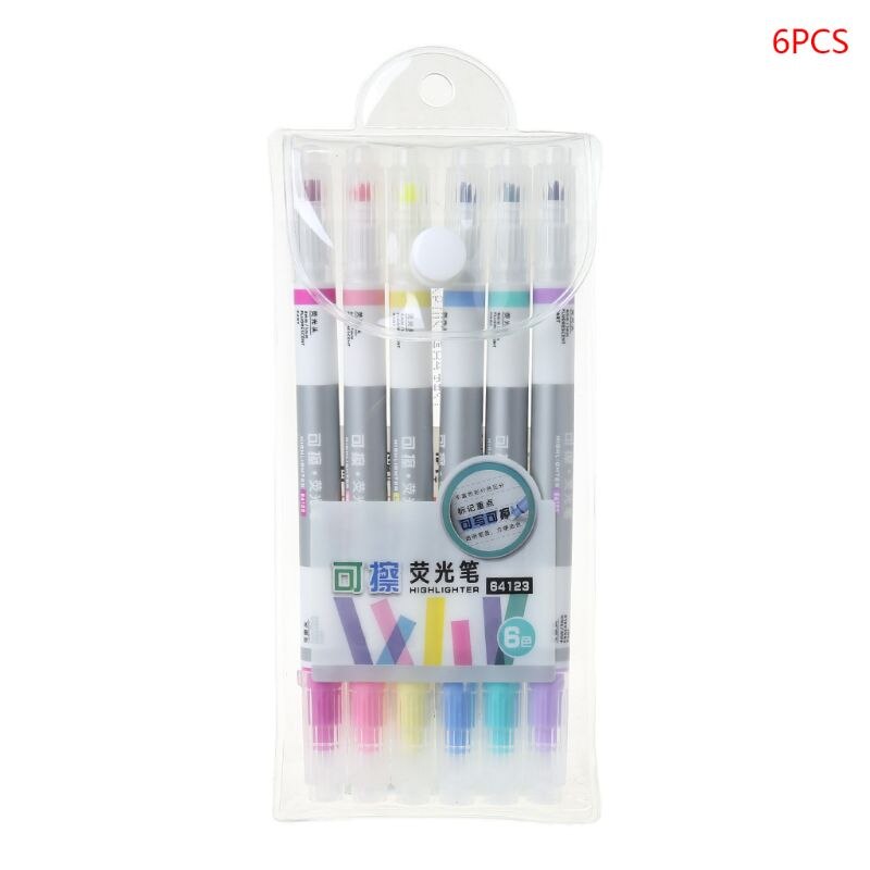 Juego de 6 unidades de resaltador que se puede borrar, rotulador de tiza líquida Pastel, lápiz fluorescente B36C
