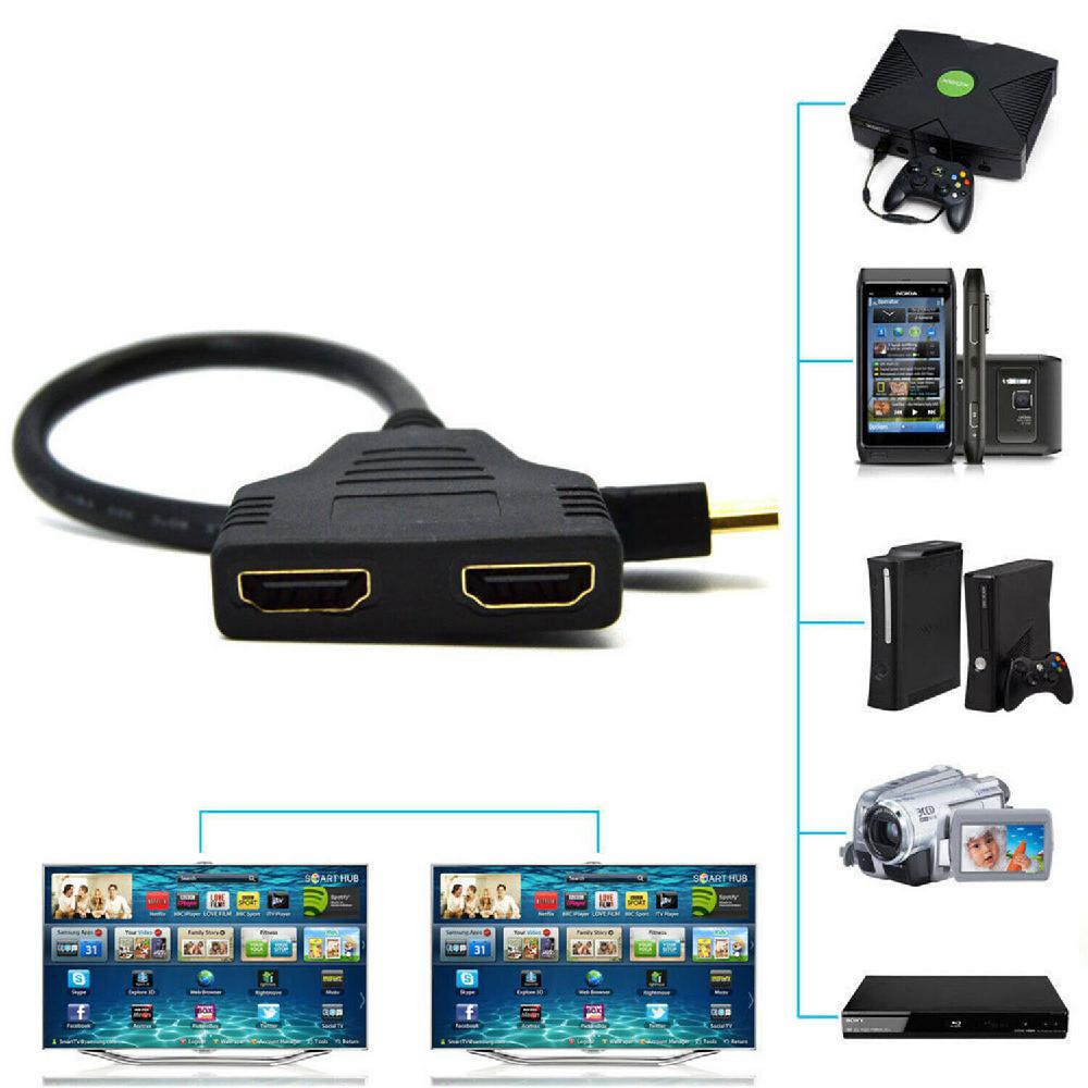 1080P HDMI Splitter Male to Female Cable Adapter Converter HDTV 1 Input 2 Output 2-port HDMI Switch