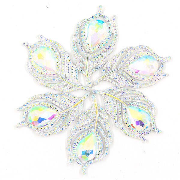 10Pcs Strass Veren Flat Back Rhinestone Voor Kleding Pauw AB Kristallen Leaf Resin Strass Voor Trouwjurken DIY Ambachten: Crystal AB