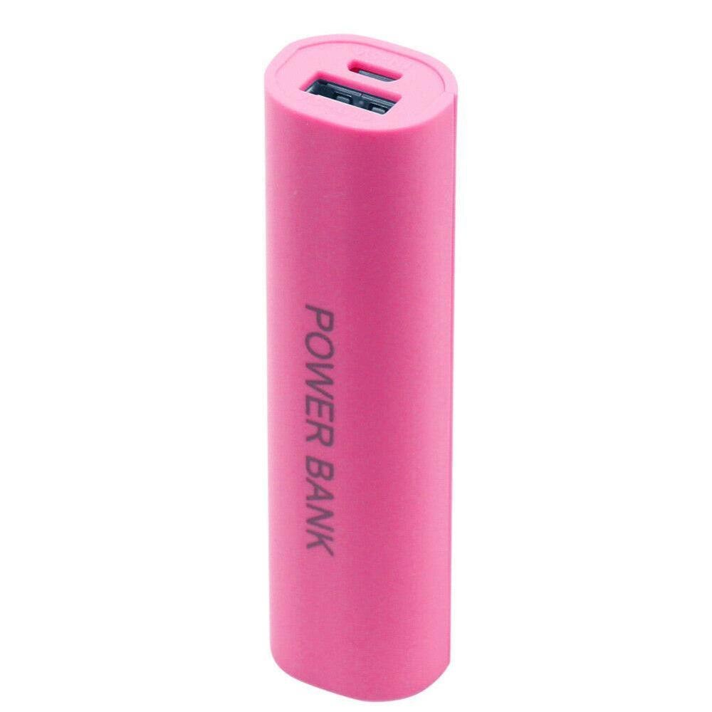 Portable Mobile USB Power Bank Charger Pack Box Battery W7N4 18650 Case For 1: pink