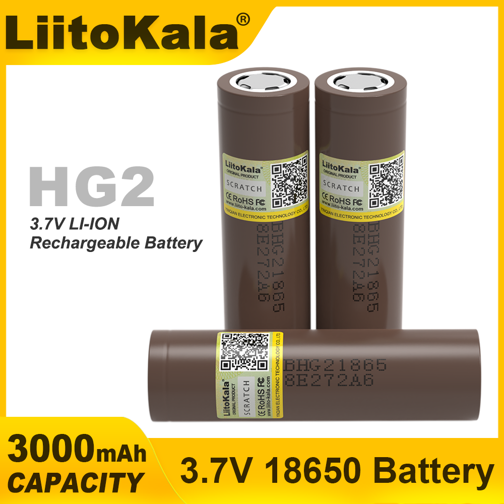 Liitokala 18650 Battery HG2 3000mAh 3.6V Lithium Continuous Discharge 20A Dedicated Electronic Power Battery