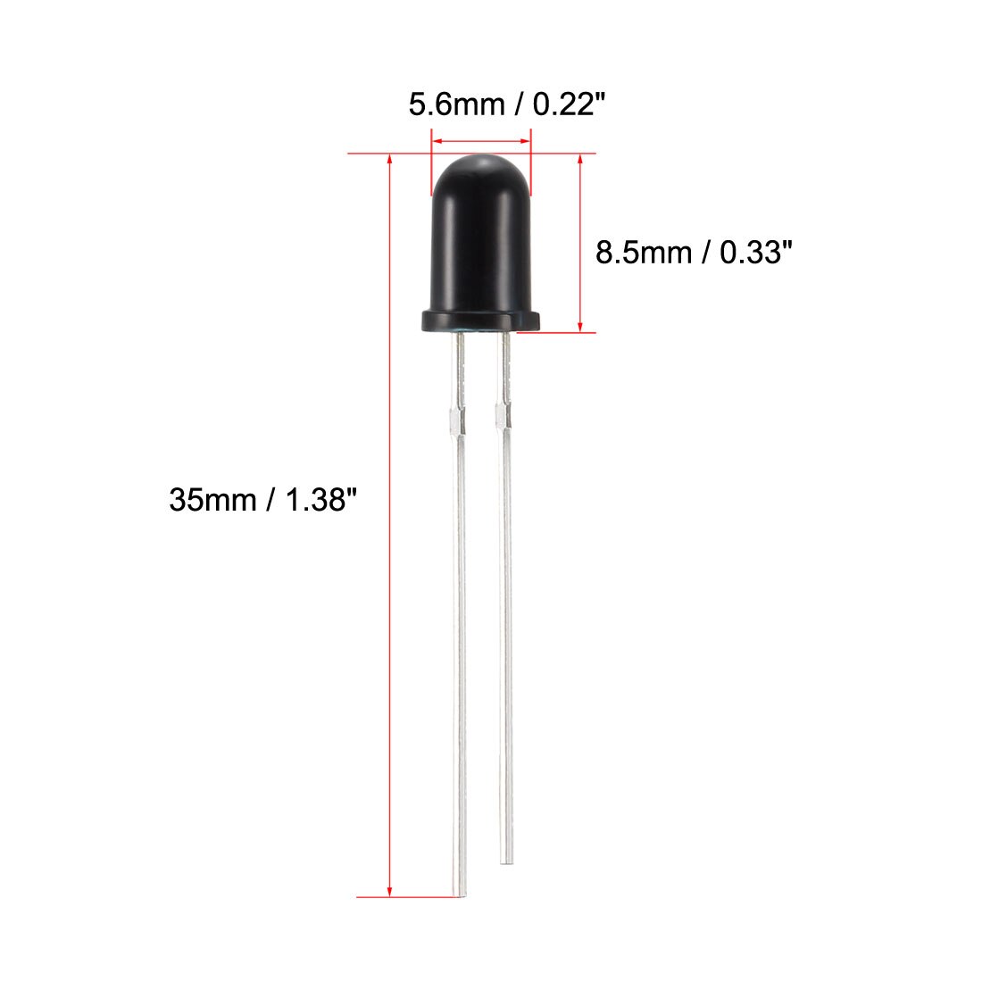 uxcell 15pcs 3mm 940nm Infrared Receiver Diode DC 1.2V LED IR Receiver Black Round Head 10pcs 5mm 940nm