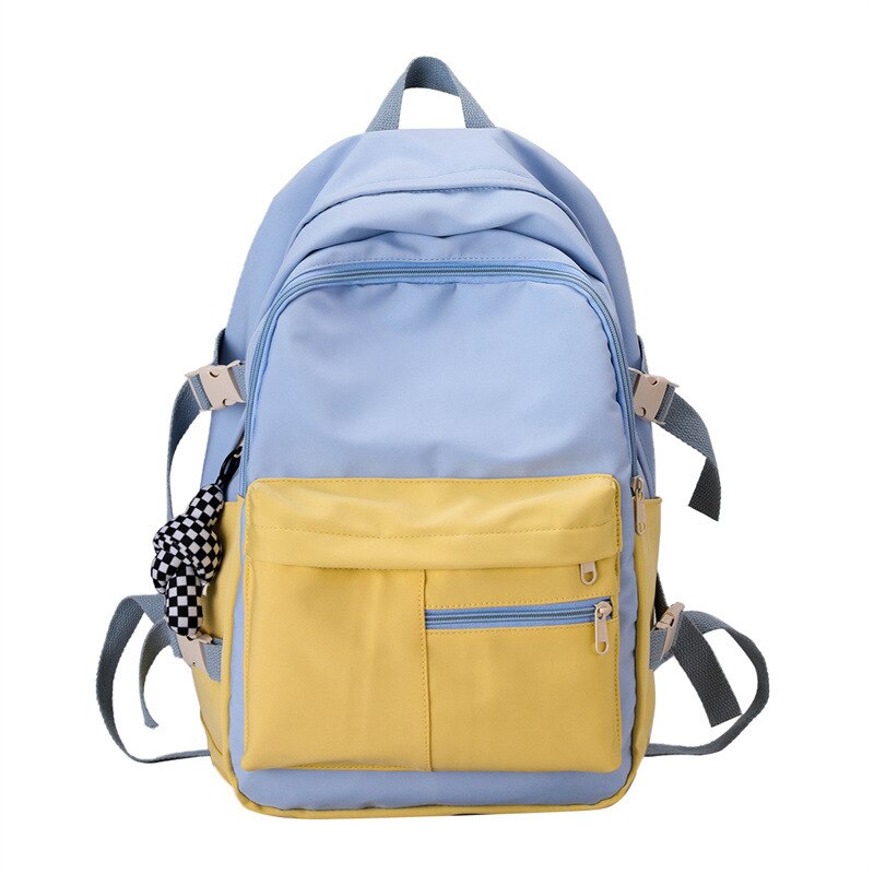 Fengdong zaini per scuola per adolescenti zaino per scuola per donna zaino per laptop da viaggio leggero impermeabile zaino per libri universitari: BlueYellow