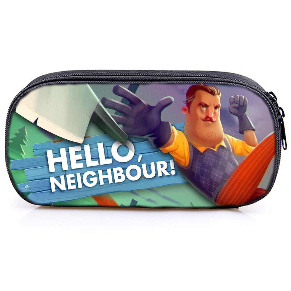 Cute Hello Neighbor Kids Pencil Case Cute Stationery Box Students Boys Girls Makeup Bags: 15