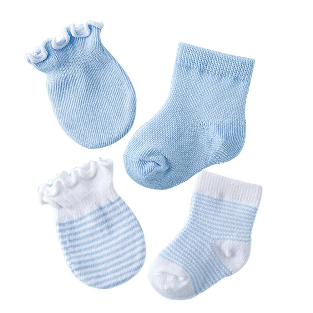 Calcetines antiarañazos para niños y bebés, transpirables, elásticos, AN88, 4 pares: Azul