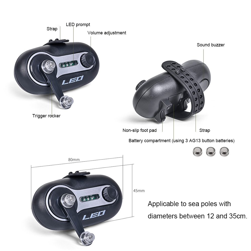Karpervissen Alarm Indicato Bite Bait Elektronische Zoemer Alarm Zee Hengel Geluid Licht Alarmen Indicator Sirene Pole Tip Clip Bell Tool