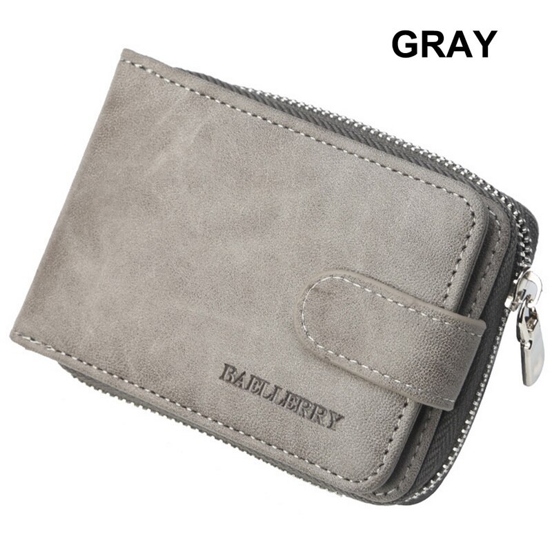 Baellery vintage curto carteira masculina de couro duplo zíperes multifunction business wallet men coin pocket alta qualidade masculino bolsa: D-1