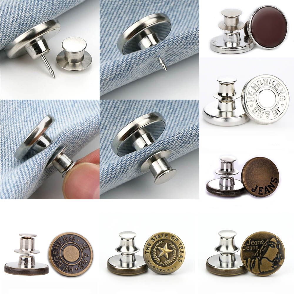 1 PC retro schnappen Verschluss Metall Tasten für Kleidung Jeans Abnehmbare Verstellbare Hosen Tasten Kostenloser Nagel NäHenne stecken Taille Geschmack Stift