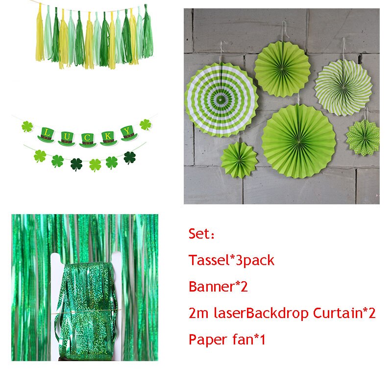 St. Patrick Party Decorations Party Backdrop Curtains St. Patrick's Day Decorations For Home Backdrop Decor Set: Set