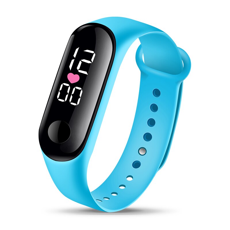Armband Digitale Horloge Voor Kinderen Kids Led Sport Horloges Vrouwen Mannen Unisex Siliconen Elektronische Horloge Jongens Meisjes Klok: Light Blue