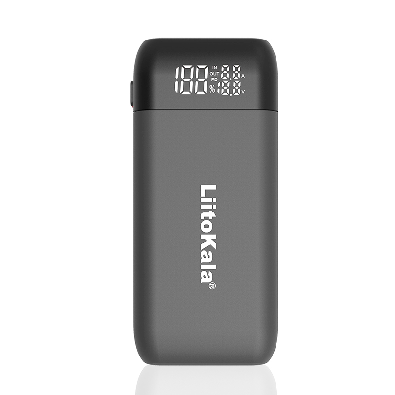 VeitoKala Lii-MP2 Lii-D4XL Lii-C2 18650 21700 Chargeur De Batterie Rechargeable Et Power Bank QC3.0 Entrée/Sortie Affichage Numérique: Gris foncé