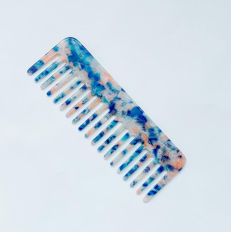Acétate Massage confortable antistatique peignes à cheveux coloré brosse à cheveux outil de coiffure 2 taille pour les femmes filles: 14.5cm blue white