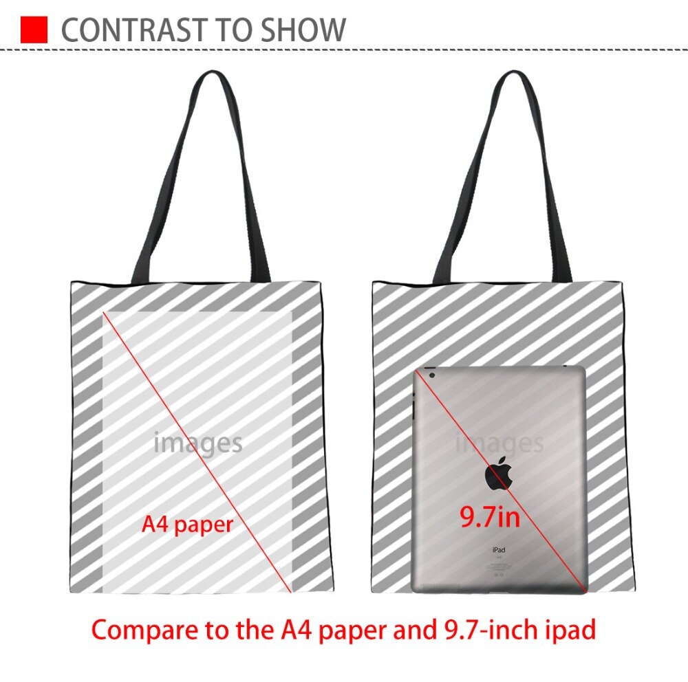 THIKIN Ladies Canvas Tote Bags Women Greyhounds Printing Shopping Bag Large Capacity Organizer Shoulder Tote Bags Feminine Bolsa