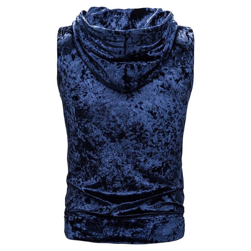 königlich Blau Hoodie Reißverschluss Weste Männer Neue Ärmel Große Tasche Mit Kapuze Westen Herren lässig Warme Bequeme Chaleco hombre
