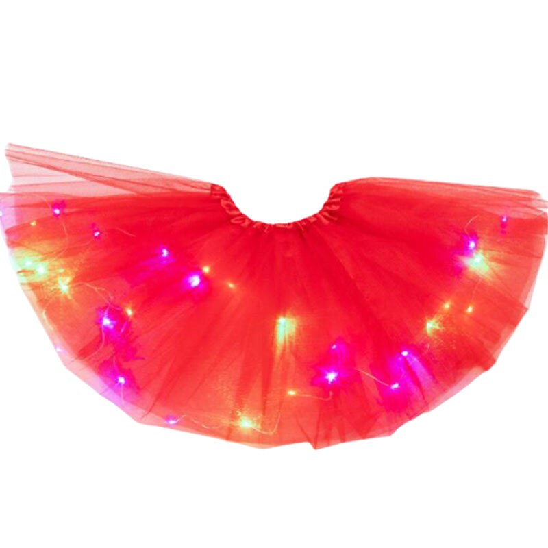 Petites filles lumière LED Up Tulle Tutu jupe néon coloré lumineux enfants princesse fête Ballet danse en couches robe courte Festival: 02