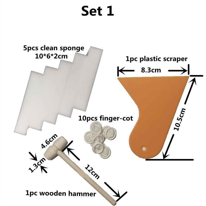 DIY Mosaic Tiles Tool Set Multiple Optional Sponge Trowel Silicone Strrier Plastic Scraper Wooden Hammer Finger-Cot Clean Sponge: Set 1
