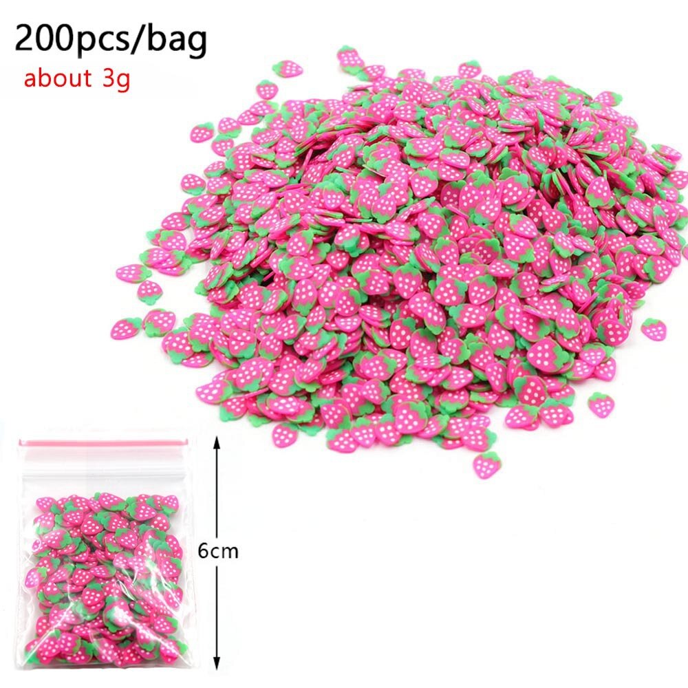 200Pcs Fruit Bead Charms for Slime Accessories Fluffy DIY Decoration Addition Slime Sand Toys Filler Glitter Clear Set: E