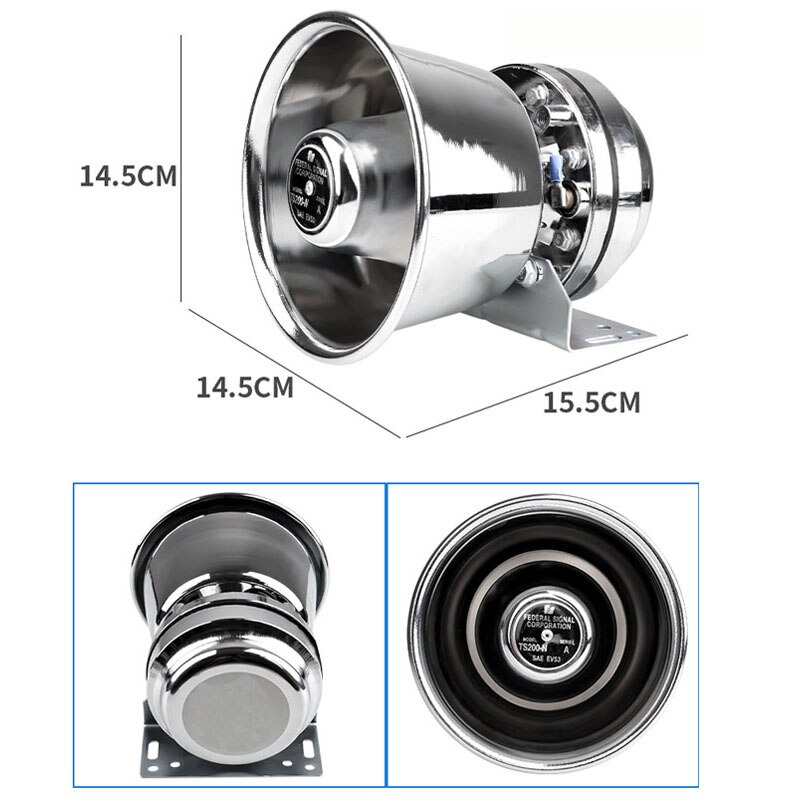 12V 200W 9 Tone Car Warning Alarm System Police Siren Horn Square Speaker with MIC System Wireless Remote Control accessories